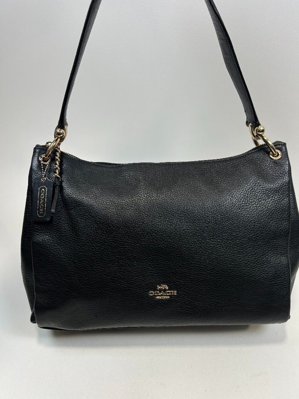 COACH Mia Shoulder Bag Pebble Leather Black F28966 Gold Hardware
